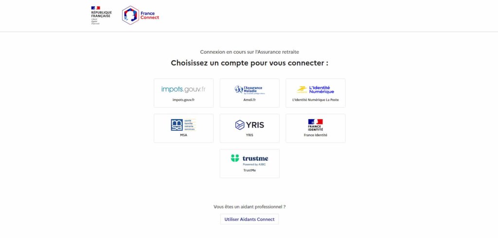 Étape 2 pour récupérer son relevé de carrière FranceConnect