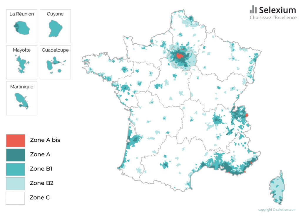 Carte des zones ABC de la loi Pinel