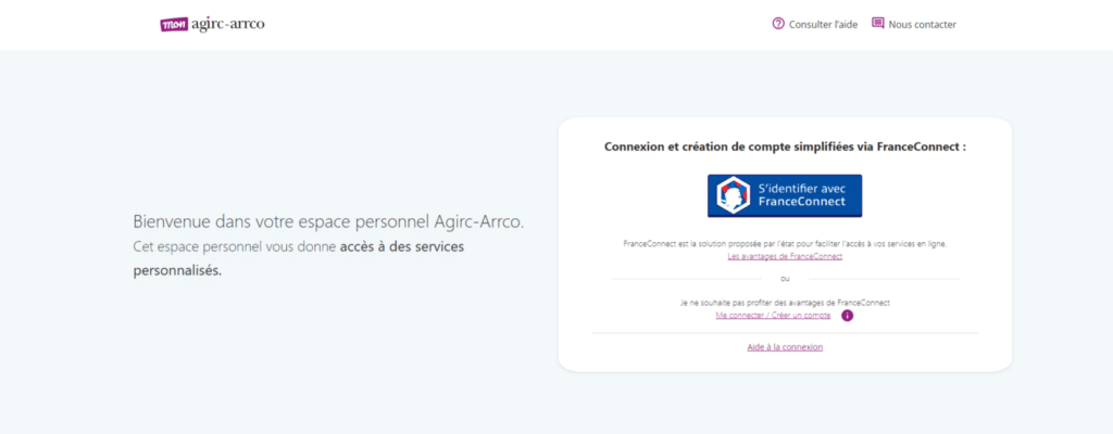 Étape 1 relevé Agirc-Arrco FranceConnect